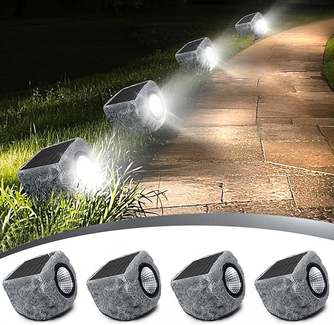 Solar Rock Lights Outdoor 4 Pack, Bright Solar Spotlights Outdoor Waterproof - Image 7