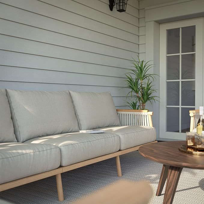 Acanva Modern All-Weather Aluminum Outdoor Patio Sofa - Image 6