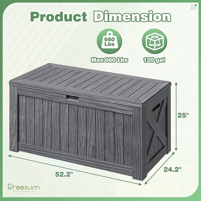 Greesum Outdoor Storage Box 120 Gallon Storage Bin - Image 4