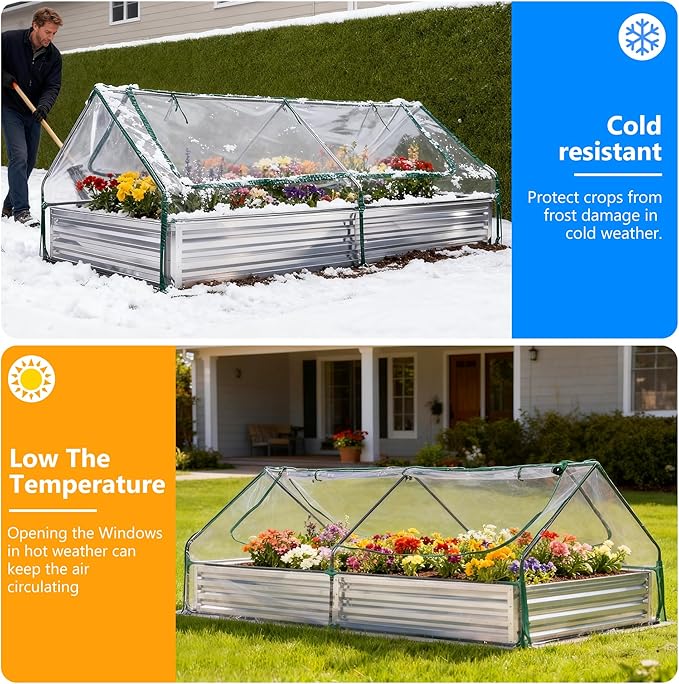 DUMOS Raised Garden Bed with Cover, Extra Large Metal Garden Bed Mini Greenhouse - Image 5