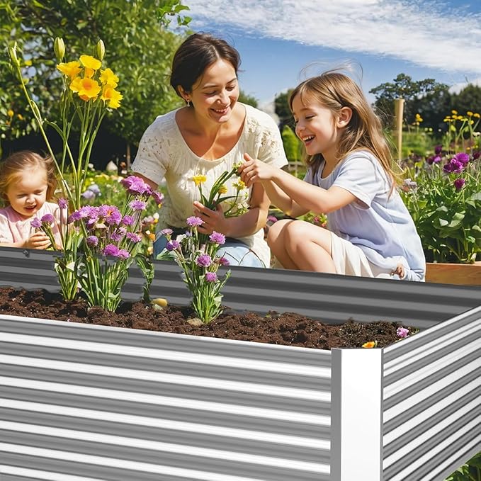 FRIZIONE 4pcs 4x2ft Galvanized Raised Garden Bed Outdoor, Above Ground Garden - Image 4