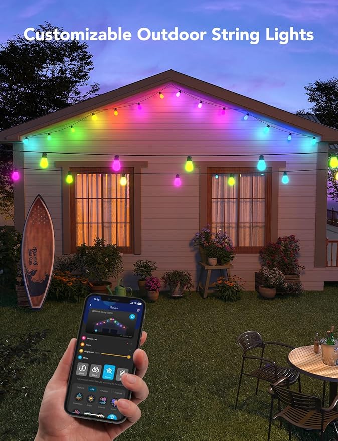Govee Smart Outdoor String Lights H7016, 96ft RGBIC Outdoor Lights - Image 7