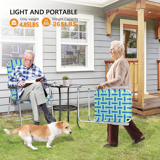 VINGLI Aluminum Patio Lawn Chairs Folding Set of 2 - Image 4