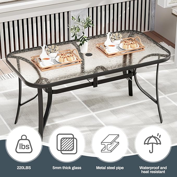 TLSUNNY 7 Pieces Patio Dining Set, Outdoor Table and Chairs W/1.69″ Umbrella - Image 5