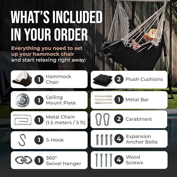 Hanging Hammock Chair Swing – Hanging Chair Outdoor & Indoor - Image 3