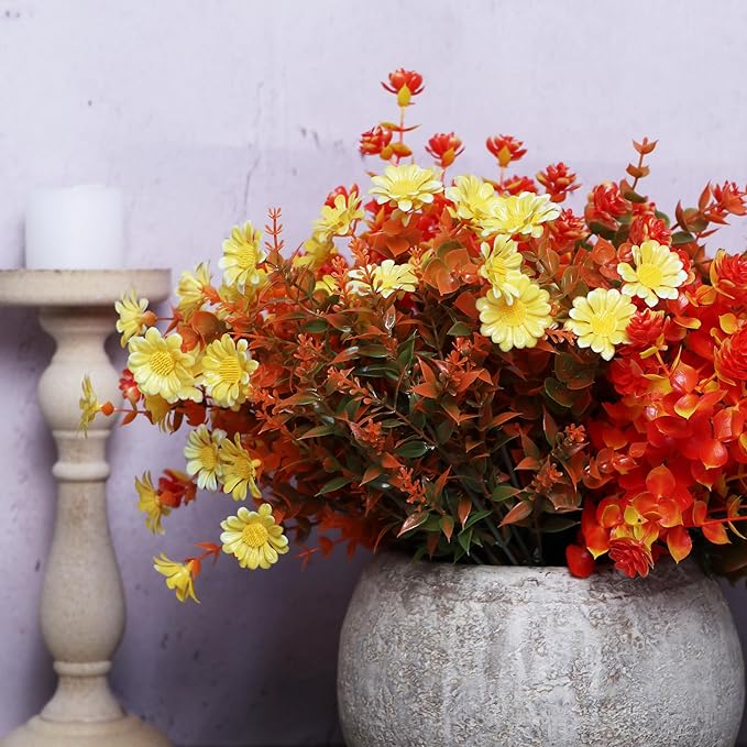 16 Bundles Artificial Plants Outdoor Fake Fall Flowers Mums - Image 8