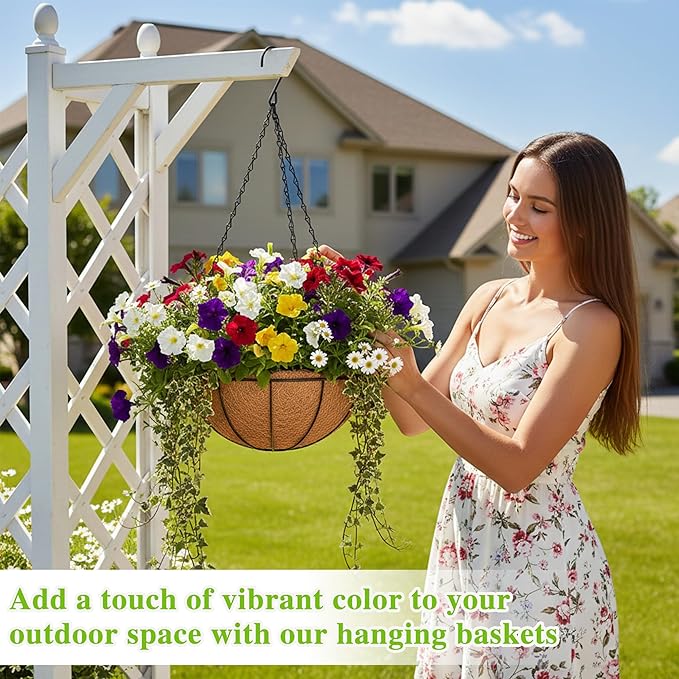 4 Pack Hanging Planter Basket Outdoor Large Hanging Flower Pots Indoor 12 inch - Image 7