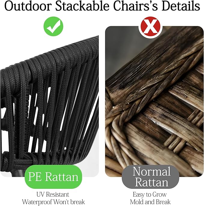 TWT Patio Dining Chairs Outdoor Stackable Dining Chairs - Image 5