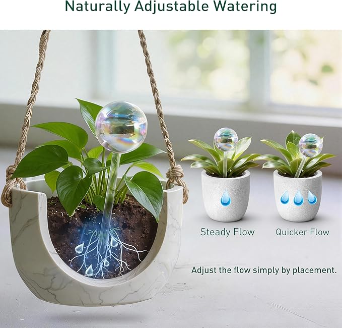 Large Extra-Thick Clear Glass Plant Watering Globes, Rainbow Gradient Self - Image 8