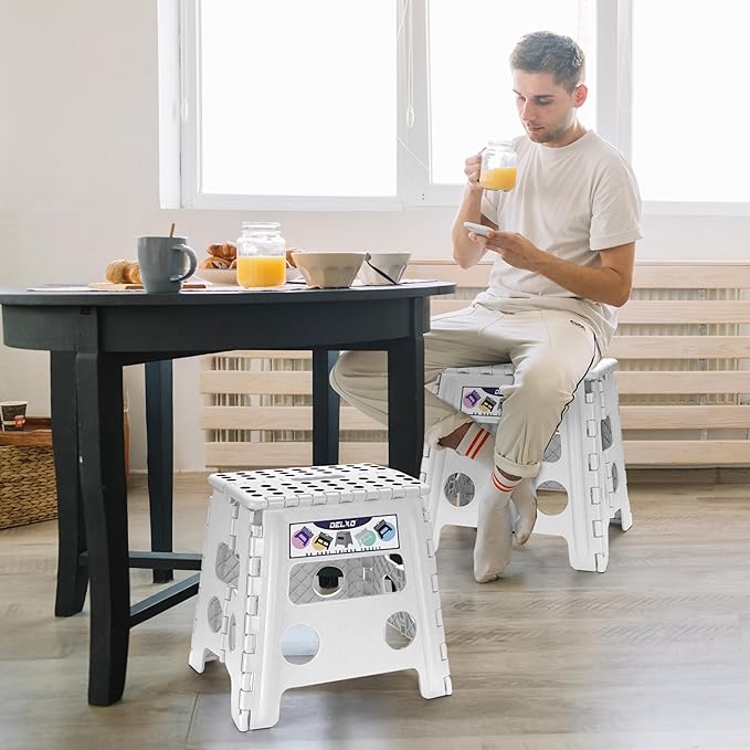 Delxo 13" Folding Step Stool for Kids and Adults, Non-Slip Foldable Step Stools - Image 3