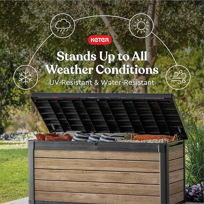 Keter Signature Collection 150 Gallon Resin Deck Box Organization and Storage - Image 3