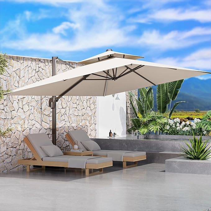 9' X 12' Cantilever Outdoor Patio Umbrellas Double Top Large Rectangle Umbrella - Image 7