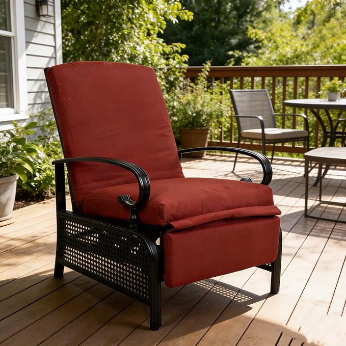 Kozyard Adjustable Outdoor Reclining Lounge Chair, Cushioned Patio Chaise Lounge by Kozyard