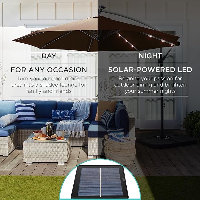 Best Choice Products 10ft Solar LED Offset Cantilever Hanging Market Patio - Image 3