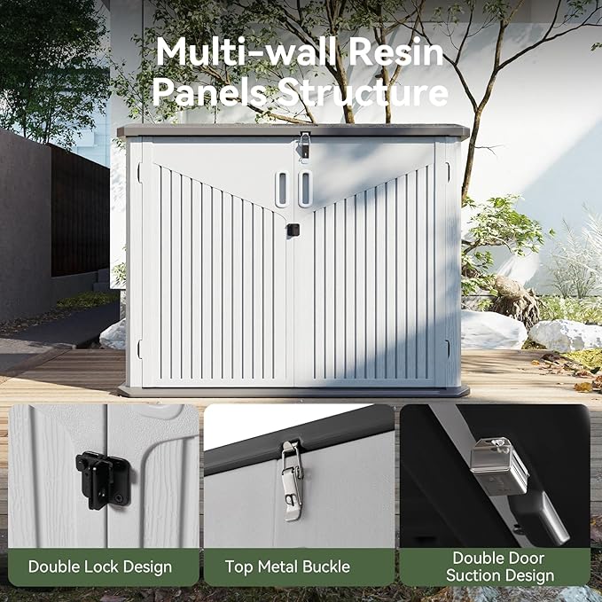 Aoxun 35 Cu.Ft Outdoor Storage Shed, Waterproof Horizontal Resin Cabinet - Image 2