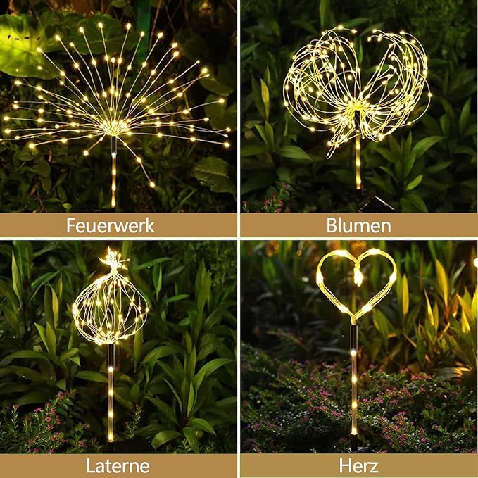4 Pack Solar Firework Lights 200 LED Create Magical Nights, Waterproof - Image 3
