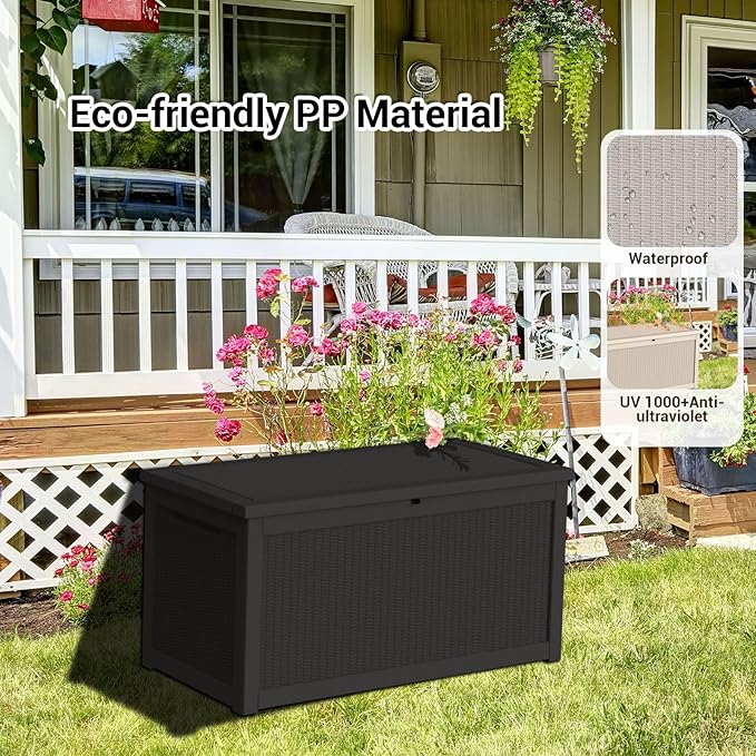 DRATO 320 Gallon Deck Box, Outdoor Large Waterproof Resin Storage Box - Image 2