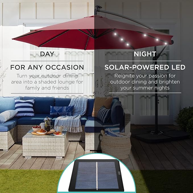 Best Choice Products 10ft Solar LED Offset Cantilever Hanging Market Patio - Image 3