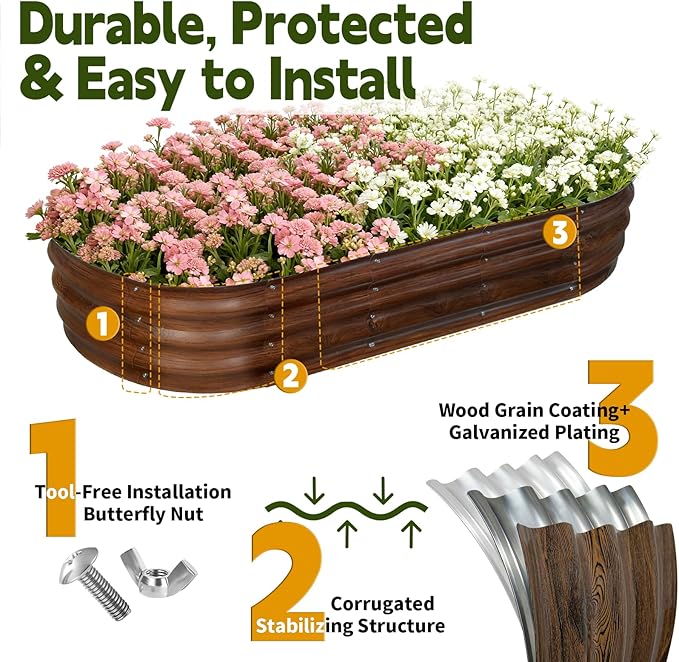 Galvanized Raised Garden Bed Outdoor, Large Raised Bed - Image 2