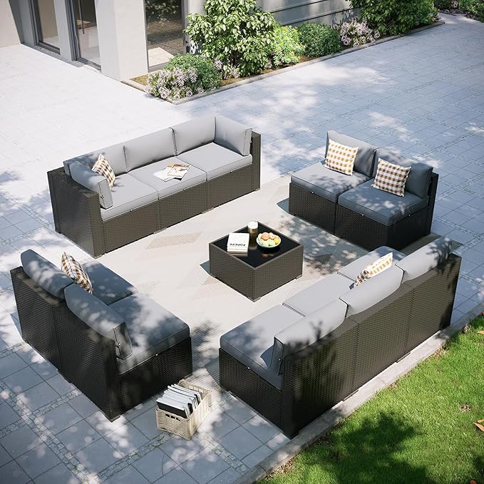 Aoxun Patio Furniture Set, 11 Piece Outdoor Sectional Sofas by Aoxun