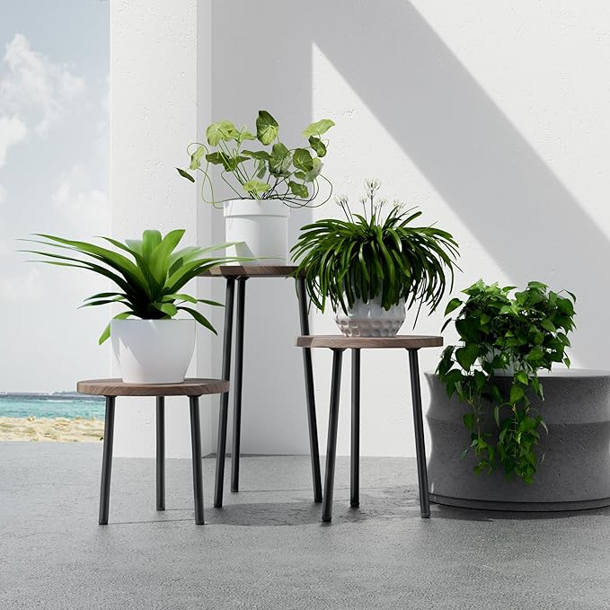 Plant Stand Indoor Tall: Corner Wood Plant Stand 2 Pack Mid Century Modern Decor - Image 7