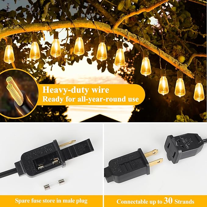 Brightever LED Outdoor String Lights 50FT Patio Lights - Image 6
