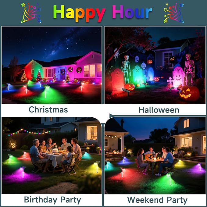 RGB Solar Spot Lights : 2 IN 1 Solar Lights Outdoor - Image 6