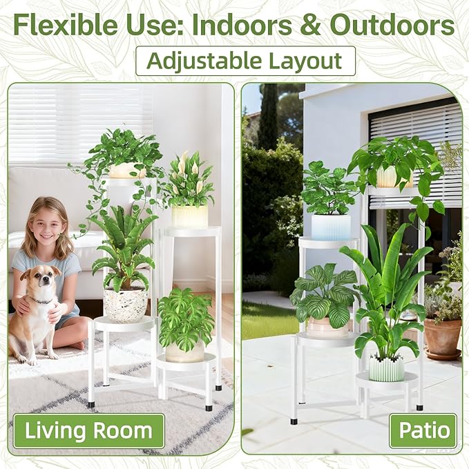 iDavosic.ly Plant Stand Indoor Outdoor, 4 Tier Corner Metal Flower Display - Image 6