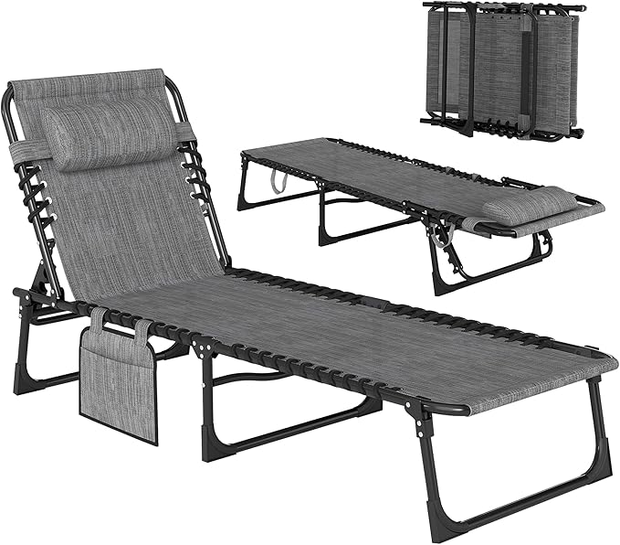 Outsunny Chaise Lounge Chair Outdoor, 5-Position Adjustable Sun Tanning Chair by Outsunny