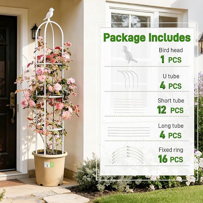 6ft Garden Obelisk Trellis for Climbing Plants-Rustproof Metal Pipe - Image 7