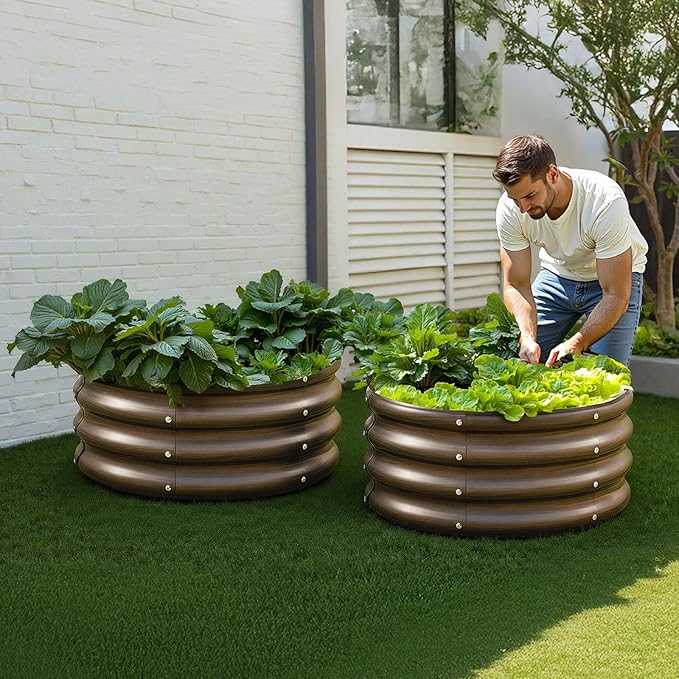 VEVOR 3 Pcs 2x2x1ft Round Galvanized Raised Garden Bed Kit, Outdoor Metal - Image 8