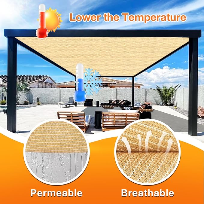 Artpuch Outdoor Pergola Shade Cover 8' X 13' Sun Shade Cloth - Image 4