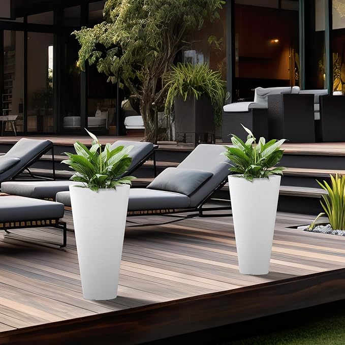 Kante Tall Round Planter Set of 2, 29 Inch Tall Decorative Planter Pots - Image 3
