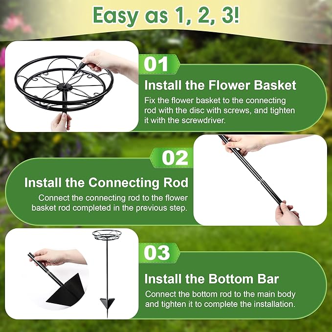 Tellingyou 4 Pack Adjustable Outdoor Flower Pot Stand, Metal Outdoor Plant - Image 6