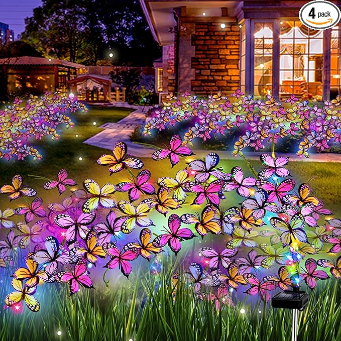 Solar Garden Lights Outdoor, Waterproof Solar Butterfly Lights 4 Pack Willow by MRHEPHAESTUS