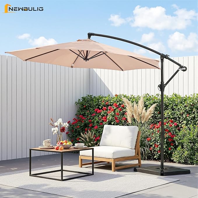 NEWBULIG 10FT Patio Umbrella, Offset Cantilever Outdoor Patio Table Umbrella - Image 2