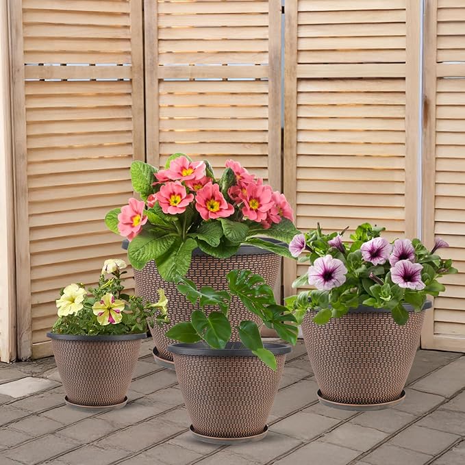 4 Pack 8 inch Plant Pot, Plastic Pots - Image 5