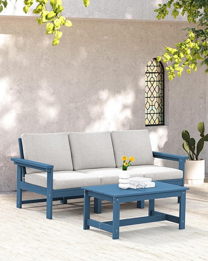 SERWALL HDPE Patio Sofa Set, 4-piece Sectional Outdoor Furniture Set, All - Image 8