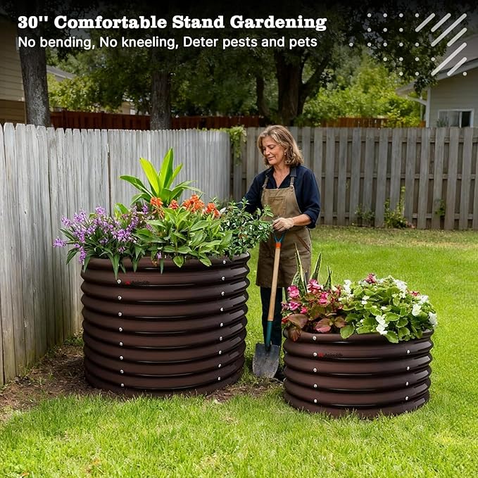 A ANLEOLIFE Set of 6, 30 Inch Extra Tall Galvanized Raised Garden Beds Kit - Image 7