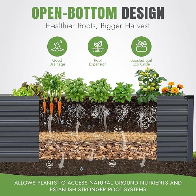 INNO STAGE 8x3x2ft Galvanized Raised Garden Bed, Raised Garden Bed Kit-Metal - Image 5