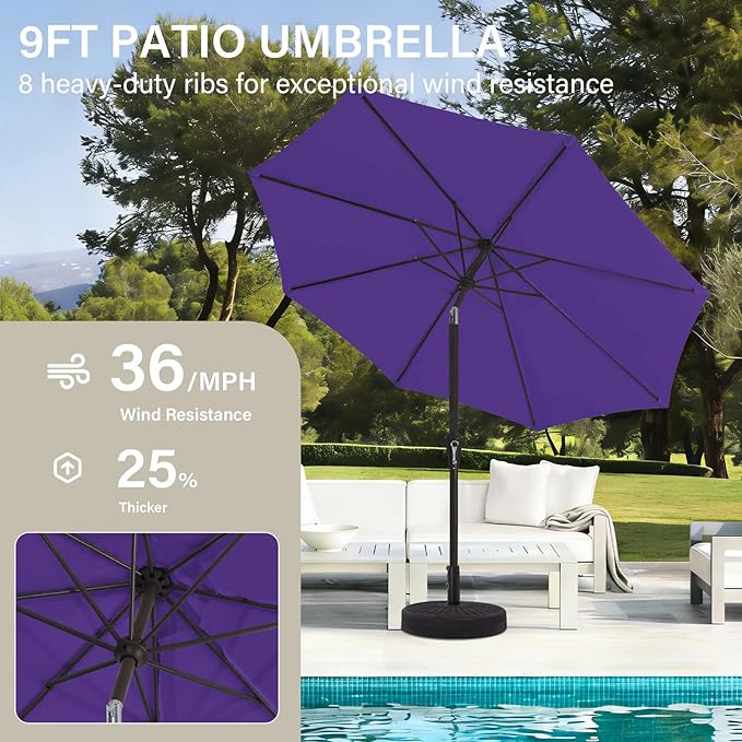 MEWAY 9ft Patio Umbrella Outdoor Table Umbrellas - Image 4