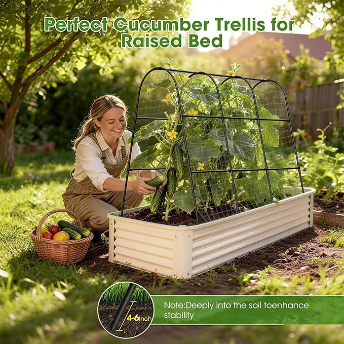 Cucumber Trellis for Raised Bed, U-Shape Garden Trellis for Climbing Plants - Image 3