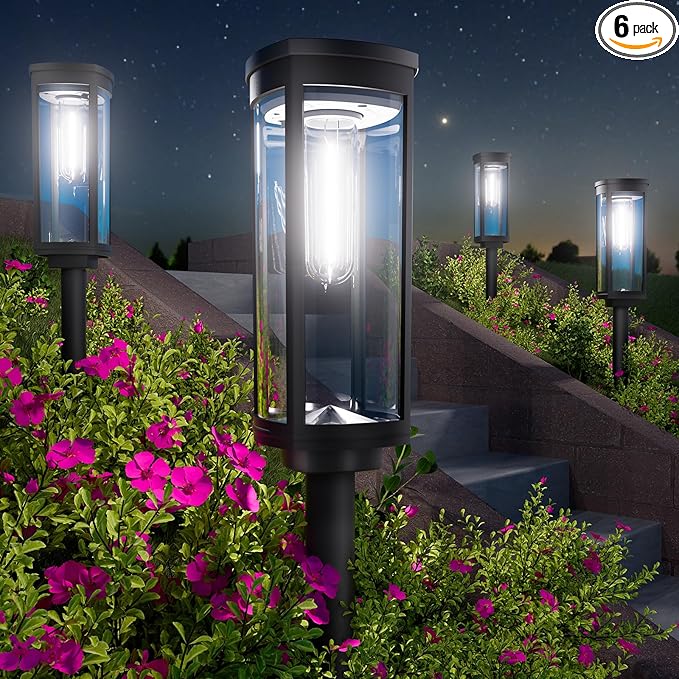 Bright Solar Lights Outdoor 6 Pack, Solar Pathway Lights Waterproof IP65 by BITPOTT