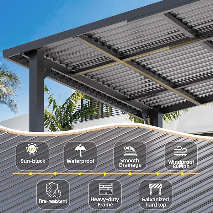 AECOJOY 20'x8' Outdoor Hardtop Metal Gazebo - Image 3