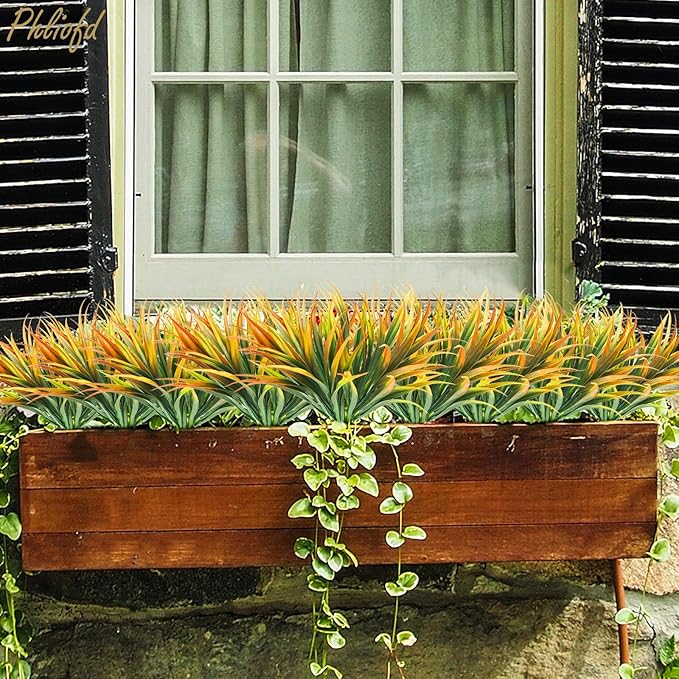 6Pcs Artificial Grass Fake Plants 17.3in Outdoor Plastic Plants UV Resistant - Image 4