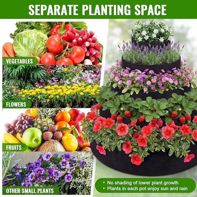 5 Tiered Strawberry Planter for Outdoor Plants, 39 Inch Heavy Duty Strawberry - Image 5