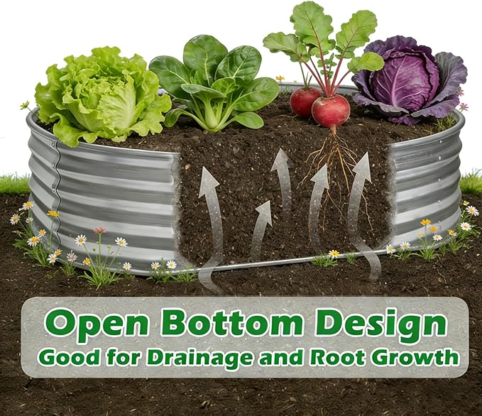Round Galvanized Raised Garden Bed Kit, Round Galvanized Planter - Image 3