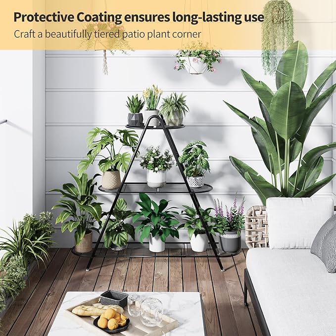 Plant Stand for Patio, 3-Tier Metal Plant Shelf–Indoor/Outdoor Display Rack for - Image 3