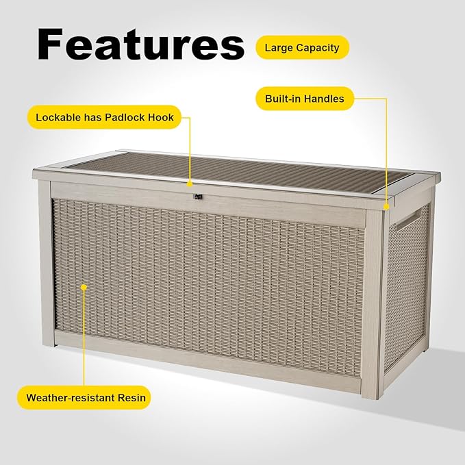 ROJIK Outdoor Storage Housing Deck Box, Waterproof Patio Furniture, Garden Tools - Image 5
