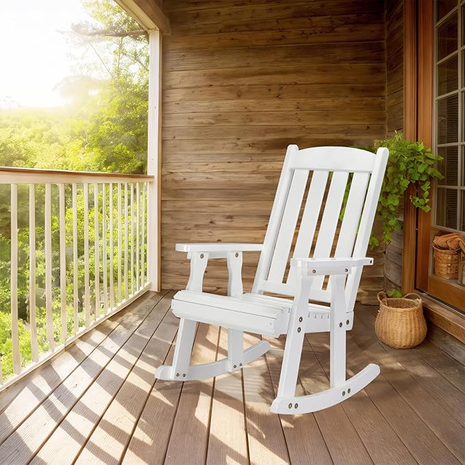 VINGLI Heavy Duty 600 LBS Outdoor Wooden Rocking Chair - Image 2